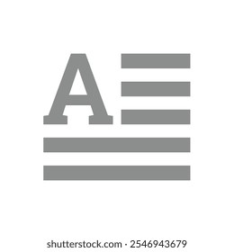 Text file vector icon. Type simple symbol with letter A.