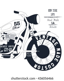 Text Filled Vintage Motorcycle vector