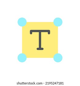 Text flat color ui icon. Type characters over image. Font and size control. Photo editor instrument. Simple filled element for mobile app. Colorful solid pictogram. Vector isolated RGB illustration