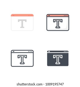 Text Flat Colored Line Silhouette Icon Vector
