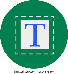 Text flat vector icon. Type vector illustration. Isolated on blue background.