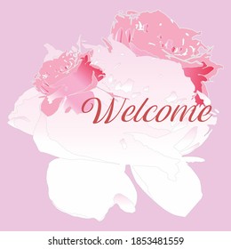 Text and flowers on color background.