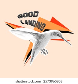 text with flying bird. Vector illustration for your design.