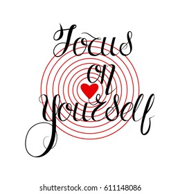Text "Focus on yourself" on a white