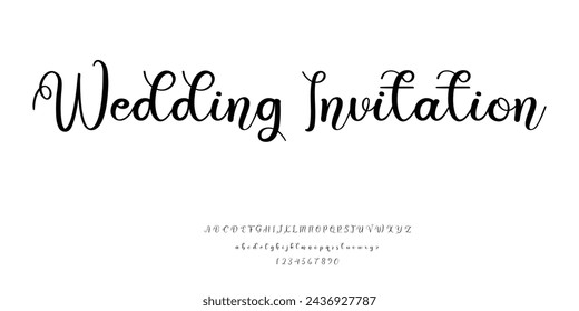 text font alphabet for wedding invitation