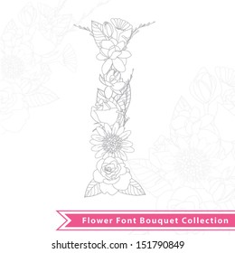 I text Font flowers bouquet  shape outline