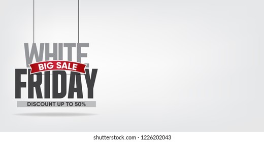 text or font Hanging from above for white friday sale with red text box - on white background