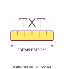 Text format RGB color icon. Editing tools. Typography document preparation. Graphic design instruments. Ruler icon. Isolated vector illustration. Simple filled line drawing. Editable stroke