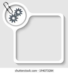 text frame for any text with cogwheels and paper clip