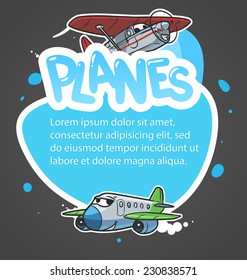 text frame with cartoon airplanes