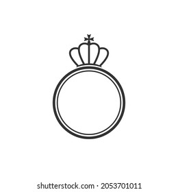 text frame with crown isolated on white background. Royal, luxury, vip, first class sign. Winner award. Magic, fairy tale princess clip art. Vector illustration.