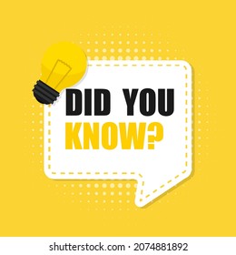 Text frame "did you know" . Did you know with hanging bulb