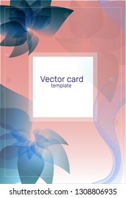 Text frame. Geometric abstract background with flowers in blue and red hues. Futuristic gradient design. Creative illustration perfect for cover, poster, web and social media.