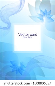 
text frame on abstract blue background with flowers for magazine, flyer, cover, poster design. Futuristic gradient shapes design. 