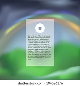 Text frame over a blurred mountain rainbow background vector illustration