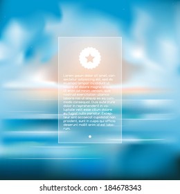 Text frame over a blurred seascape background vector illustration