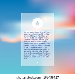 Text frame over a blurred sunset cloud background vector illustration