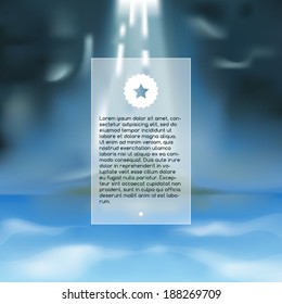 Text frame over a blurred tropical seascape background vector illustration