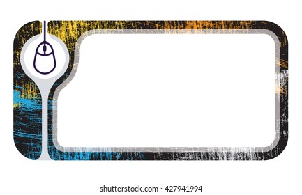 Text frame with scratches for your text and a icon of computer