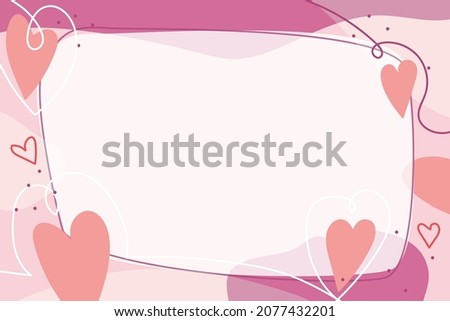 Text Frame Surrounded With Assorted Flowers Hearts And Leaves. Framework For Writing Ringed With Different Daisies, Hearts And Tree Leaves