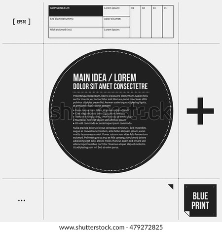 Text frame template in draft style. EPS10