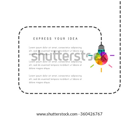 Text frame template with low poly lightbulb as creative idea concept
