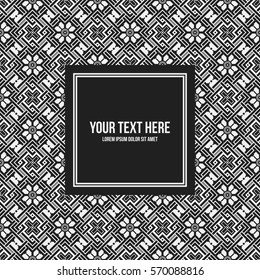 Text frame template with monochrome pattern. Useful for presentations, advertising and web design.