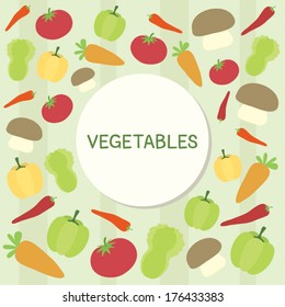 Text frame with vegetables background pattern vector