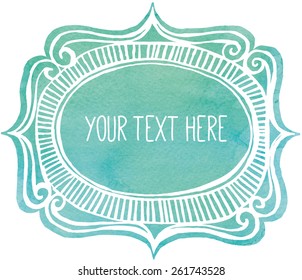text frame with watercolor background, separated layers, vector eps8