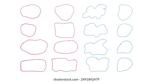 Text frames hand drawn style doodle decorative. For labels and tags on containers. Vector illustration set.