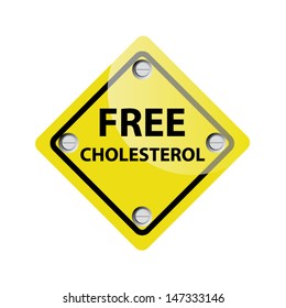 Text Free cholesterol on yellow sign. Vector