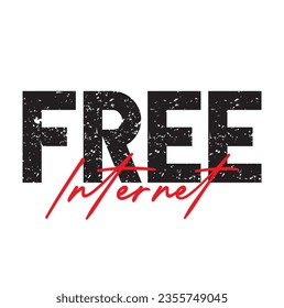 text Free Internet, vector illustration