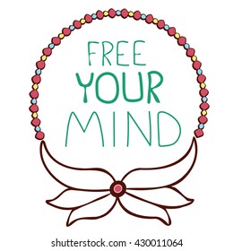Text free your mind with lotus leaf and crystals