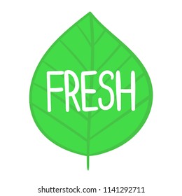 Text Fresh on round green watercolor background. Vector illustration
