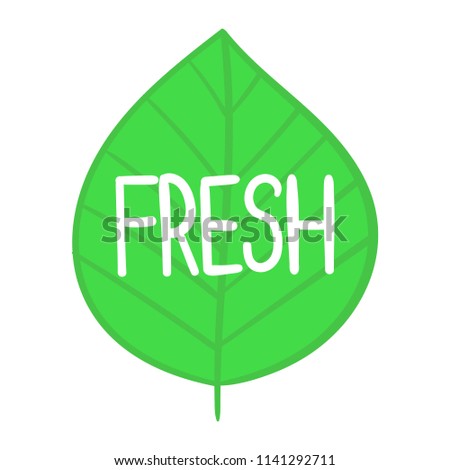 Text Fresh on round green watercolor background. Vector illustration
