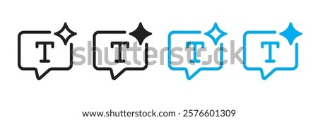 Text generated icon. Generate symbol. Artificial intelligence technology and Machine learning concept. Icon element for application and web. Vector illustration.