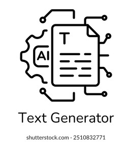 A text generator icon designed in linear style 