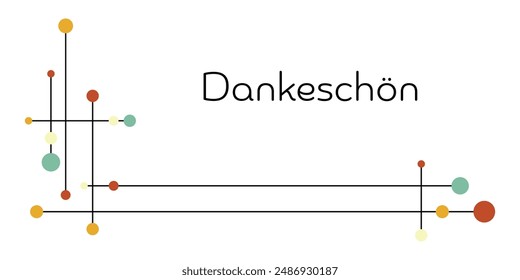 Dankeschön - text in German language - Thank you very much. Abstract card with dots and lines.