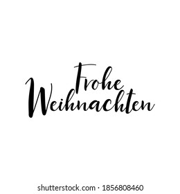 Text in German: Merry Christmas. Vector illustration. Christmas lettering. 