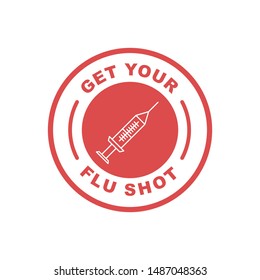 Text: Get your flu shot. With an injection, Flat style. 