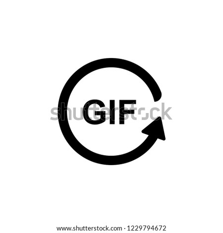 text gif with rotating icon. Vector illustration