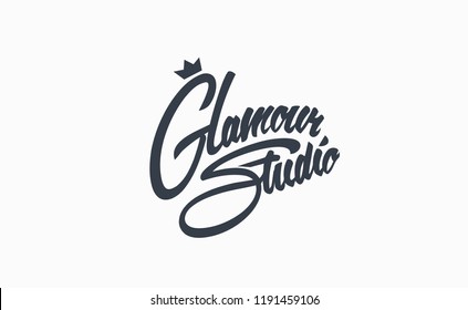 Text Glamour Studio. Lettering vector