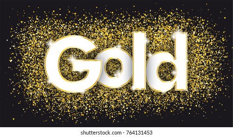 Text Gold with the golden particles on the black background. Eps 10 vector file.