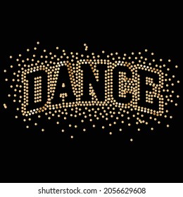 text with golden rhinestones and black background