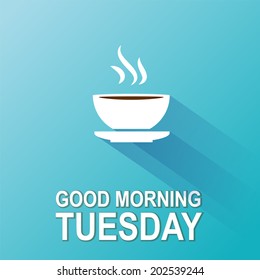 Text good morning Thursday on a blue background