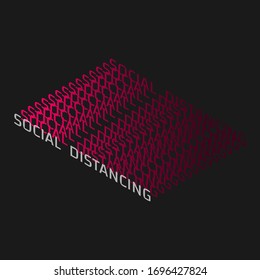 Text gradient effect of " Social distancing " mean a message used in the campaign because it prevents infection during the spread of covid-19.