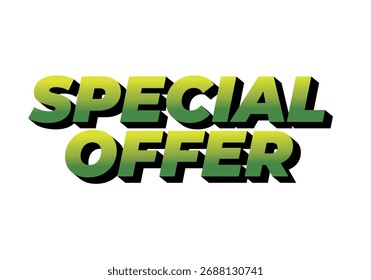 Gráfico de texto con las palabras que ofrecen una oferta especial en un estilo de degradado verde con sombras