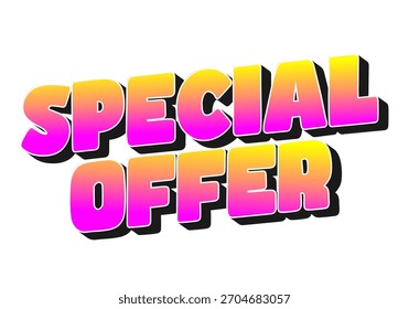 Gráfico de texto con las palabras de oferta especial en negrita, fuente colorida con un degradado de rosa a amarillo y un efecto de sombra