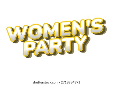 Gráfico de texto con las palabras fiesta de mujeres en fuente atrevida y colorida con un efecto de sombra