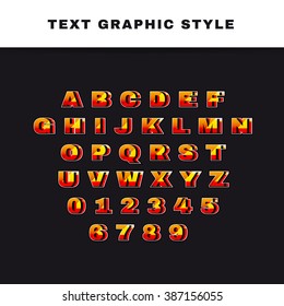 Text Graphic Style. Appearance for Illustrator. Vector Letters, Numbers